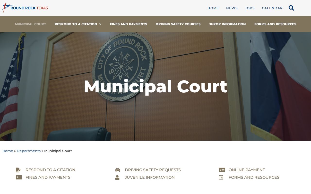 Round Rock court docket and weekly calendar page